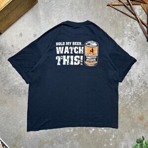 Vintage Y2K Team Hard Beer Comedy Humor Tee Mens XL Black Flames Graphic Shirt